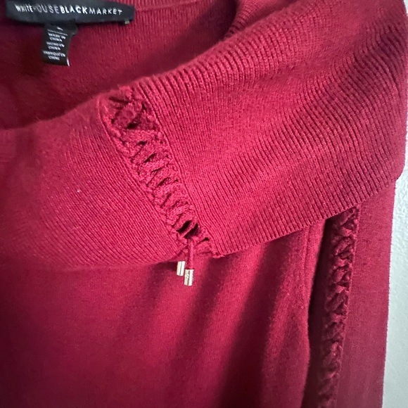 White House Black Market Maroon Thick Cowl Neck Long Sleeve Pullover Sweater L - Picture 4 of 10